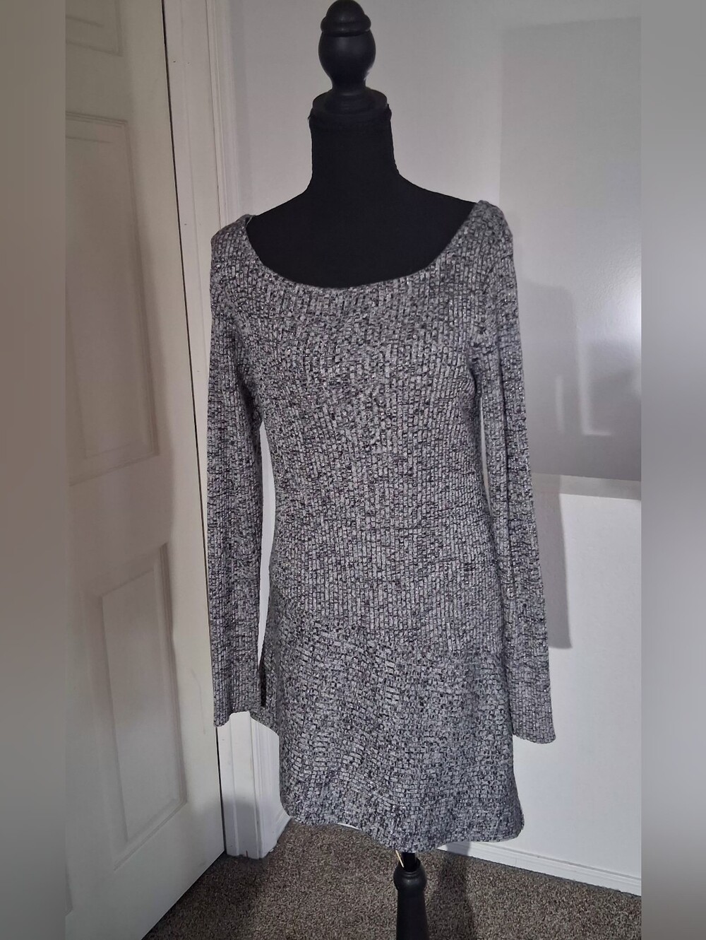 NWOT-White House Black Market Assymetrical Long-Sleeve Knit Dress